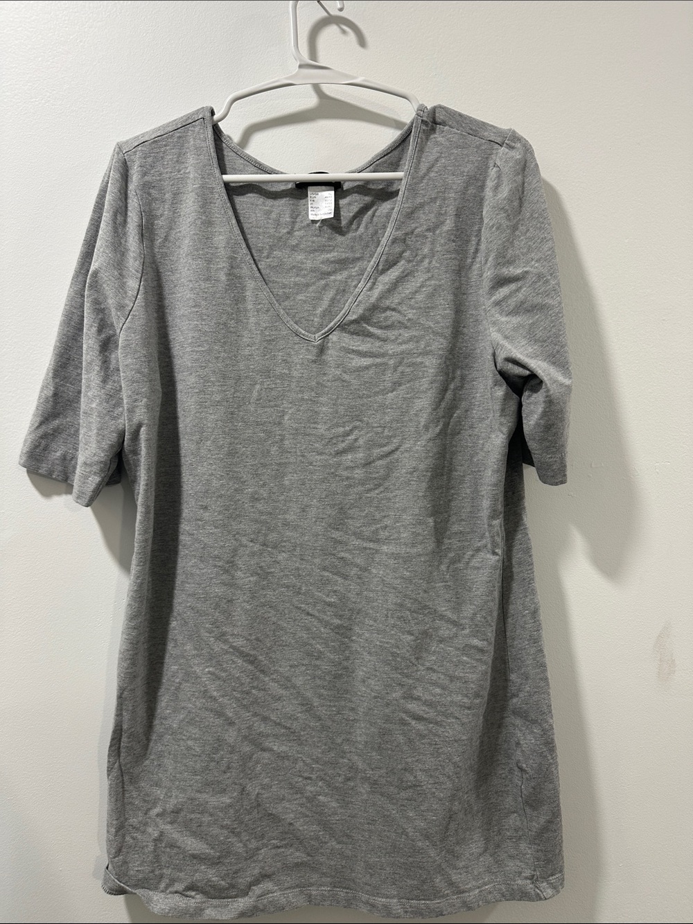 Classic V-Neck Short Sleeve Women's Top - Gray
